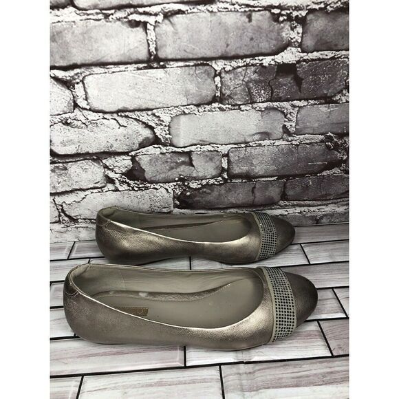 Ecco Silver Pewter Leather Rhinestone Ballet Flats Shoes Women’s Sz 40EU/9M US - Picture 4 of 16